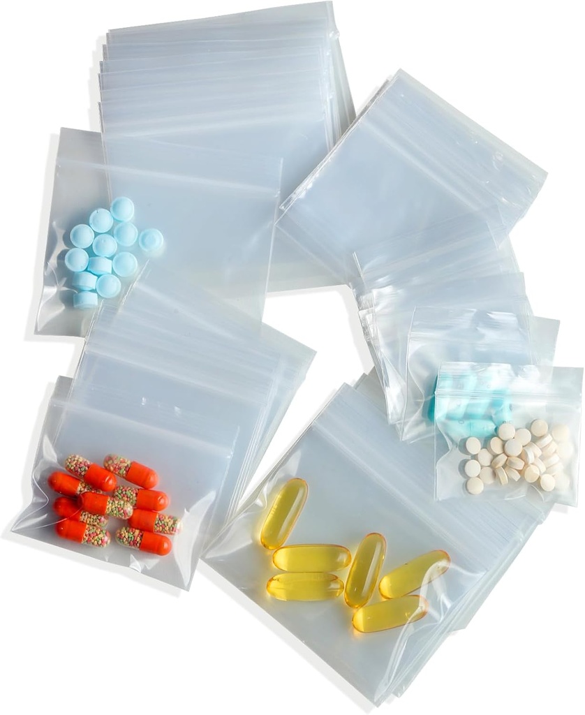 300 confezioni Small Pill Bags, 6 mil Sturdy 3 Dimensioni assortite 2x1.85''', 2.5x2.25''', 3x2.75'''' sacchetti di plastica, sacchetti riutilizzabili con zip trasparente, sacchetti di pedana per gioielli da viaggio e piccoli pezzi di mestiere