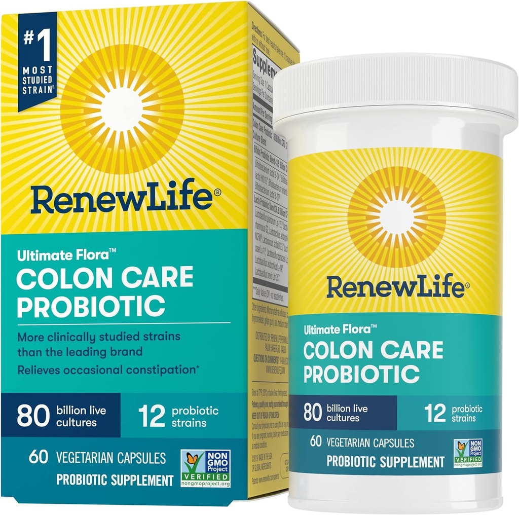 Integratore Probiotico per la cura del colon per adulti di nuova vita, Gluten, Latticini & Soy Free, 80 miliardi di CFU Per Capsule, 60 capsule (Piccola Vary)