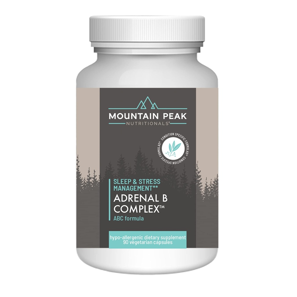 Mountain Peak Adrenal B Complex - Cortisol Support w/Ashwagandha, Vitamin B6, B12 & C - hilft Stress Levels zu unterstützen - Encodcrine & Nervous System Support Supplement (90 Vegetarische Kapseln)
