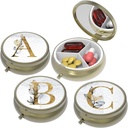 Small Pill Box,Pill Case for Purse&Pocket,3 scomparti Travel Pill Case Medication Organizer Storage for Vitamins, Pills, Fish Oil and orecchini, Studs,Bronze-3Round(ABC)