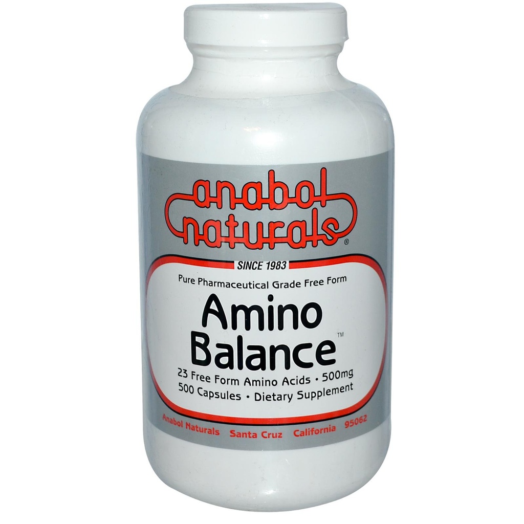 Amino Balance 500 caps, supplemento di aminoacidi di energia, Formula di miscela di amino di forma libera 23 con BCAA, 9 aminoacidi essenziali EAA per nutrizione sportiva, recupero muscolare post allenamento