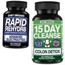 15 giorni di pulizia | Detox del colon con lassativo naturale - con - Rapid Rehydr8 Integratori elettrolitici Prevenzione di Cramping e Supporta la resistenza e il recupero del muscolo - 100 capsule