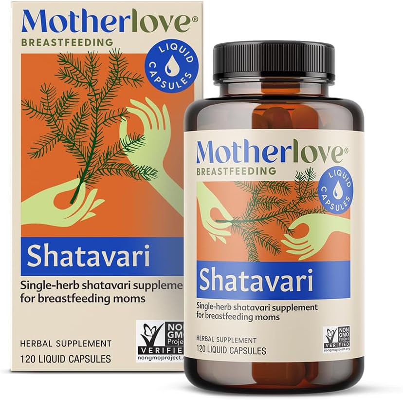Motherlove Shatavari (120 tappi liquidi) Integratore di lattazione per sostenere l'alimentazione del latte materno durante le mestruazioni — Non OGM, Erbe organiche, Vegan, Kosher