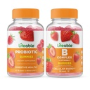 Lifeable Probiotic 2 Billion CFU + B Complex, Gummies Bundle - Große Verkostung, Vitamin-Ergänzung, Glutenfrei, GMO frei, Kaugummi