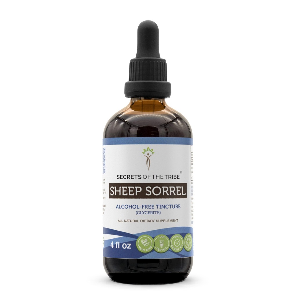 Sheep Sorrel Tincture Alkoholfreier Extrakt, Sheep Sorrel (Rumex Acetosella) Getrocknete Kräuter 4 oz