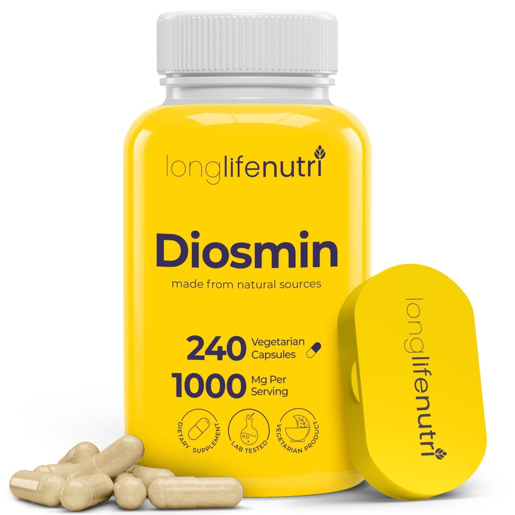 Diosmin 1000mg Advanced Formula - 240 Kapseln für zirkulierende Gesundheitsunterstützung, 4-Monats-Versorgung, Non-GMO, Made in USA - Tägliche Wellness-Ergänzung