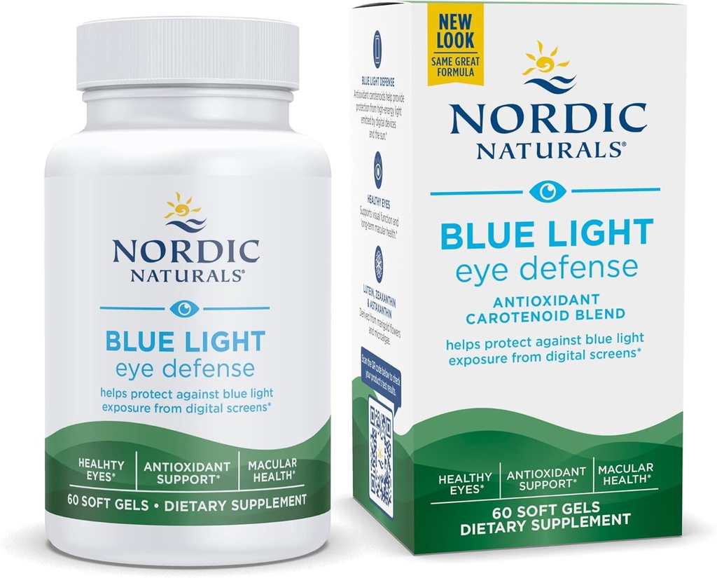 Nordic Naturals Blue Light Defense - 60 Soft Gels - Vier Phytonährstoffe mit ergänzenden Antioxidantien - Unterstützt Retinale Gesundheit, Visuelle Funktion - Non-GMO - 60 Portionen