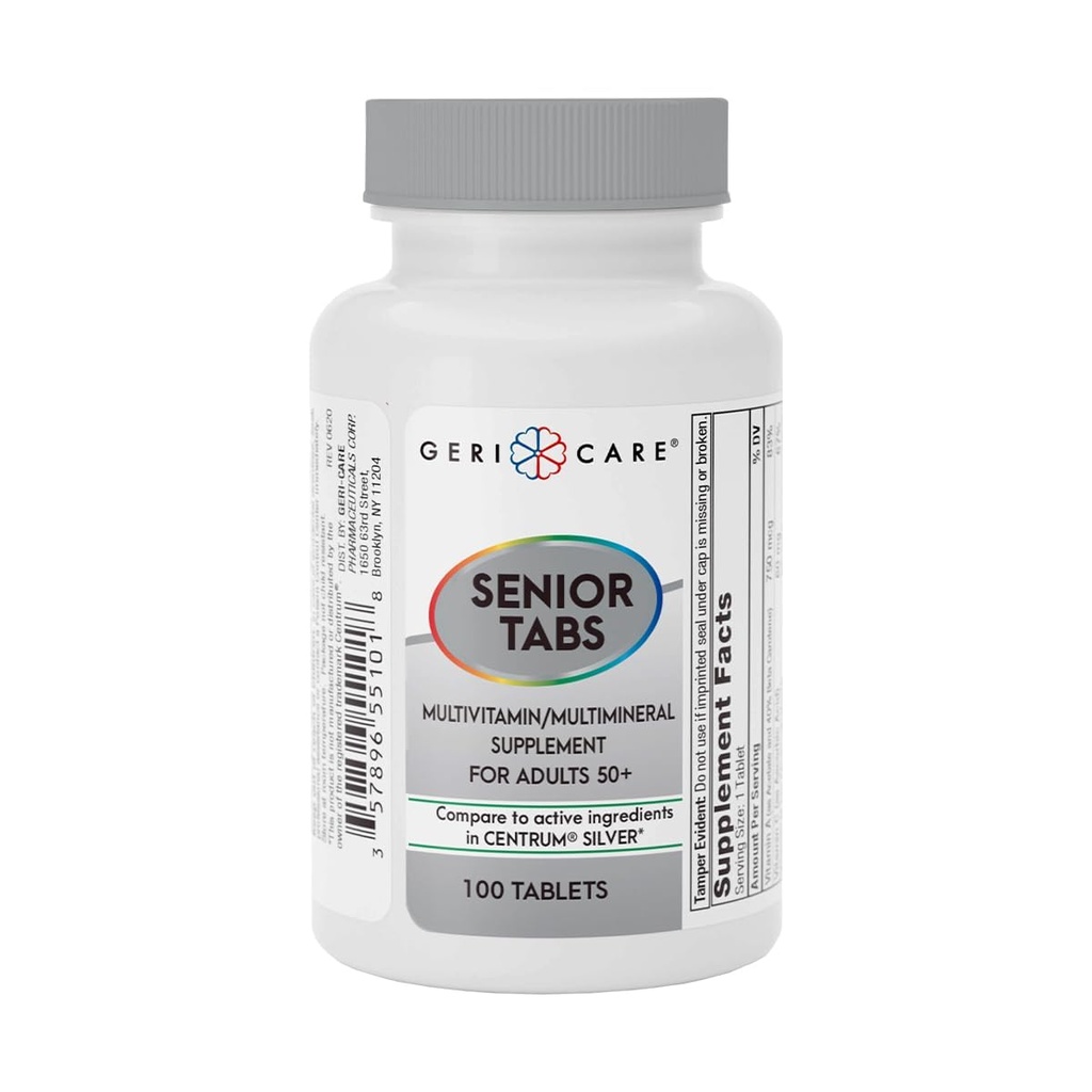 GeriCare Senior Tab 50+ Multivitamin and Minerals Tablets - Supporto Immune - Età-Defying Nutrition, 100 Count (Pack of 1)