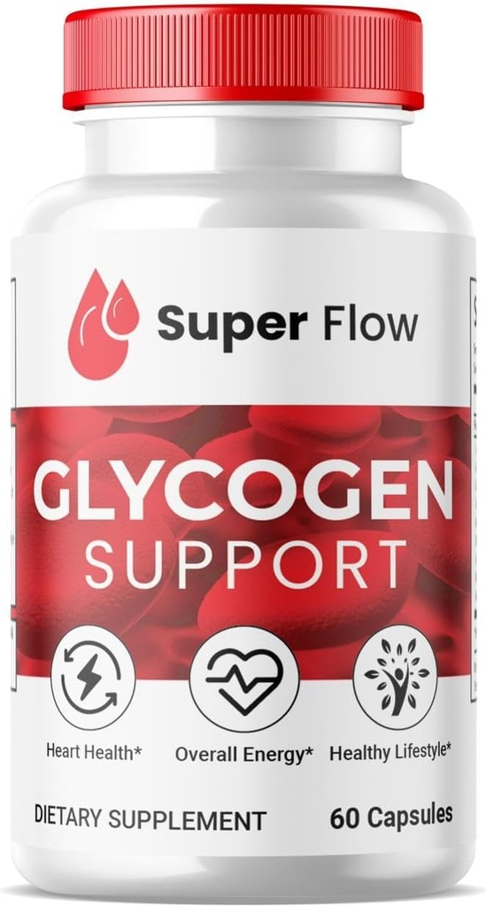 (1 Pack) Glycogène Super Flow, Capsules de support de Glycogène SuperFlow, Formule d'optimisation Glyco, Nettoyeur de vaisseau de sang naturel, Support de Glycogène Super Flow Premium (60 Capsules)