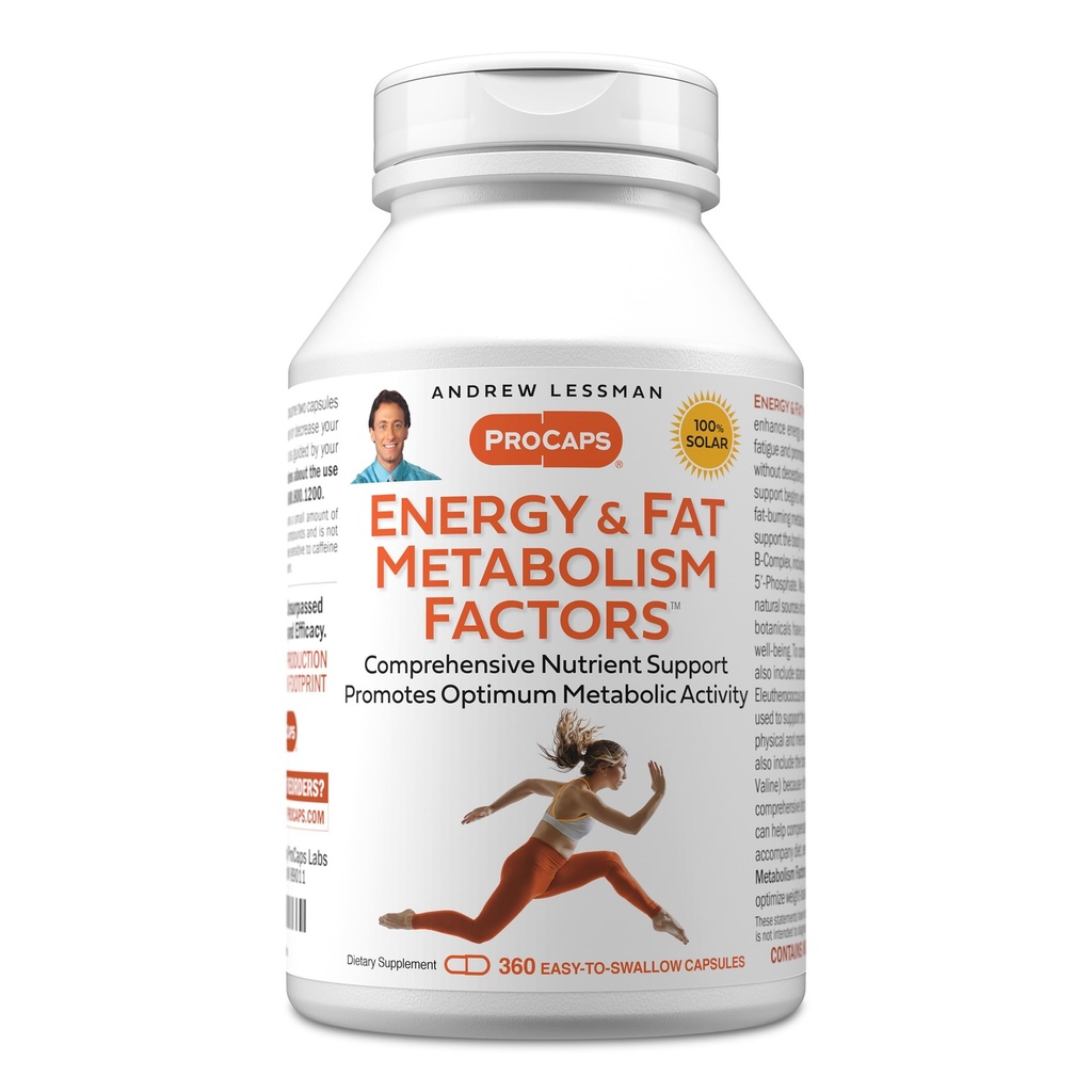 ANDREW LESSMAN Energy and Fat Metabolism Factors 360 Capsules - Fördert Optimum Fat Burning and Energy Metabolism, mit Carnitin, Green Tea, Guarana, Ginseng, B-Complex. Einfach zu Swallow Kapseln