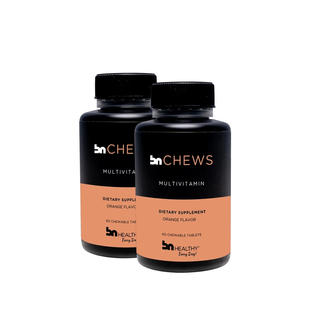 BNHealthy à croquer 2 packs de multivitamine bariatrique avec fer, vitamine B12, délicieuse saveur orange – 120 Ct – 60-120 jours.