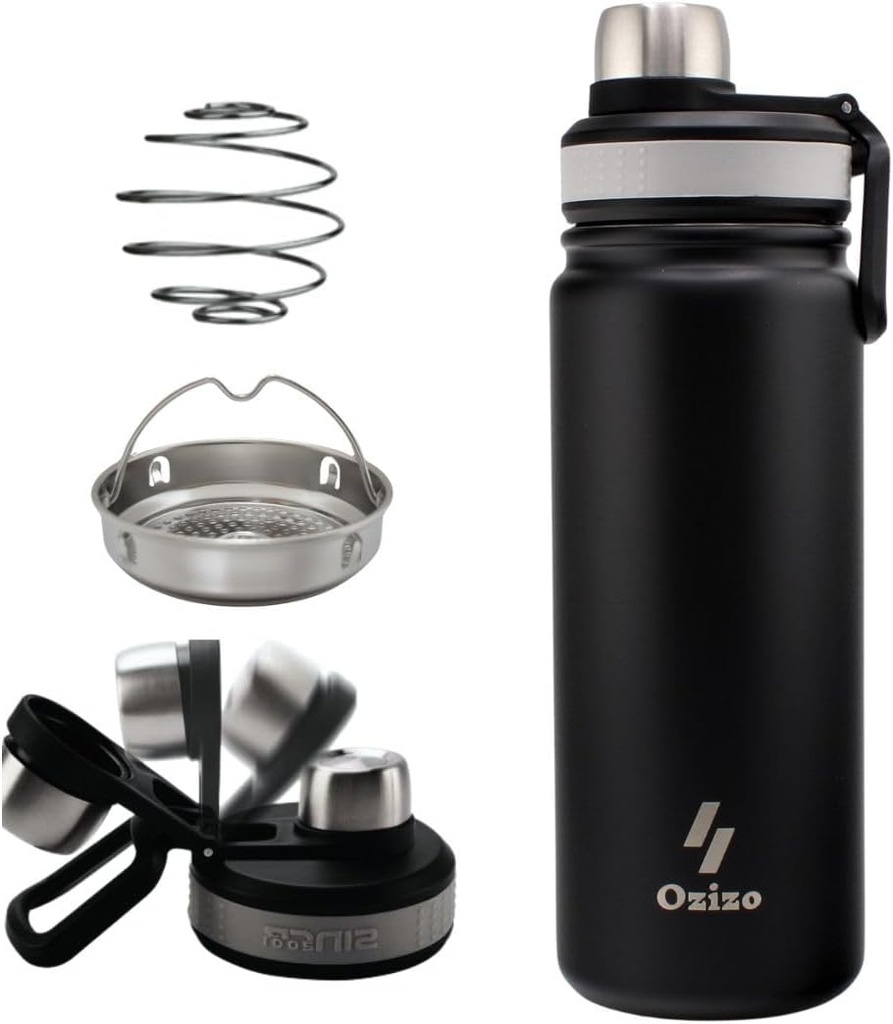 Ozizo 22 oz Acciaio inossidabile Protein Shaker Bottiglia con filtro e sfera di miscelazione