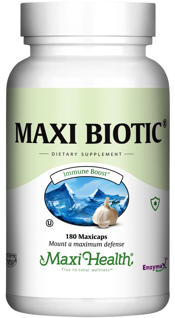 Maxi Health - Maxi Biotic Aged Knoblauch Extrakt Kapseln (180 Count) | Kyolic Knoblauch Ergänzung mit Spirulina, Echinacea, Oregano und Enzymax - Natural Antioxidant - Wellness Unterstützung