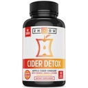 Zhou Cider Detox - Capsule Aceto di Sidro di Mele con Madre, Pillole ACV naturali crude per le donne e gli uomini, Integratore Complesso di erbe con Pepe Turmerico & Cayenne - 60 Capsule Vegan