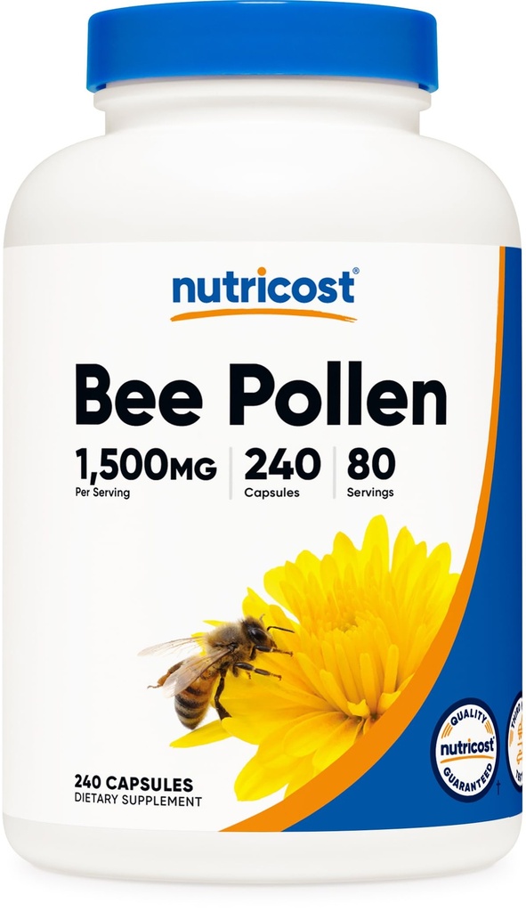 Nutricost Bee Pollen (240 Kapseln, 80 Portionen) (1.500MG pro Servierung) - Non-GMO, GMP-Kompatibel