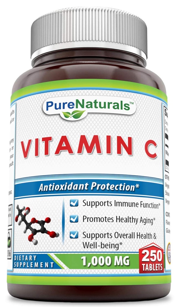 Vitamina C, 1000 mg 250 Compresse - Supporta la funzione immunitaria* - Supporta la salute generale e il benessere* -Promuove l'invecchiamento sano*