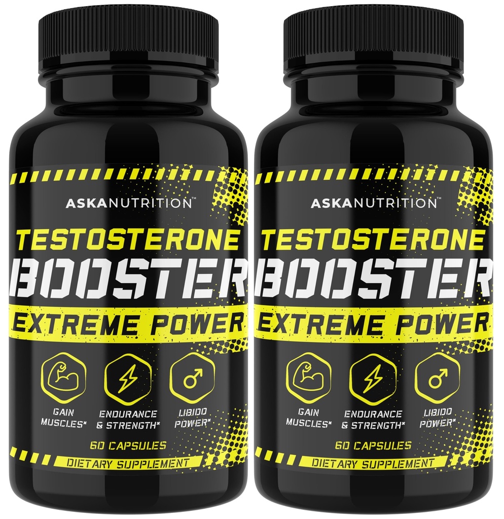 Testosteron Booster für Männer - Male Enhancing Supplement mit Horny Goat Weed & Tongkat Ali - Muskelaufbau Pillen - Natürliche Test Booster Erhöhte Wünsche, Energie, Stamina, Libido (2 PACK)