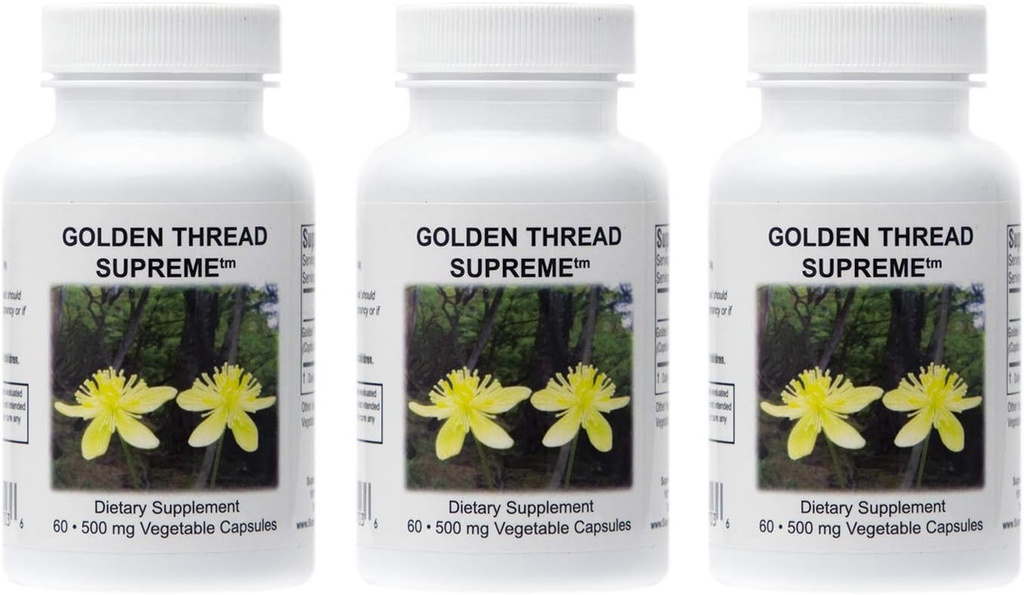 Supreme Nutrition Golden Thread Supreme, 60 Pure Coptis Chinensis Vegetarische Kapseln | Drei Pack