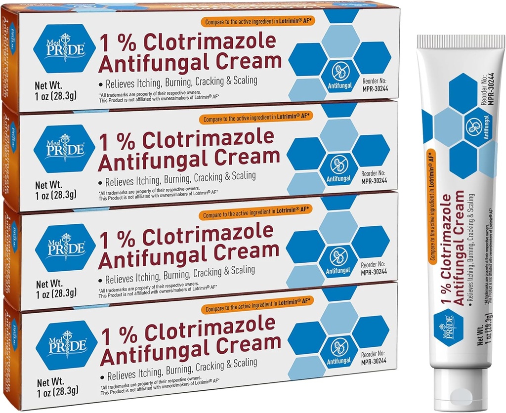 MED PRIDE Clotrimazol Antifungal Creme 1 Prozent Bäume Sportler Fuß Jock Itch Ringworm lindert Juckreiz Hautpflege Behandlung für Baby 4 Pack