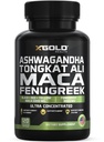 Ashwagandha 5000mg + Tongkat Ali 1000mg + Maca Root 5000mg + Fenugreek 3000mg Supplemento | Nero + Rosso + Giallo Maca Root Extract & Fenugreek Herbal Supplements for Men & Women - Made in USA