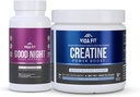 Good Night Natural Sleep Aid (60 Capsules) & Micronized Creatine Monohydrate Powder (150g) Bundle – Soutien de sommeil naturel avec la mélatonine, Ashwagandha & L-Theanine, Plus Creatine Vegan pure pour améliorer