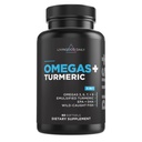 Livingood Daily Omega 3 6 9 Plus Turmeric Curcumin Supplement, 60 Softgels - Fish Oil Omega 3 Supplements (EPA & DHA) für Männer und Frauen - Gehirn, Gelenk, Herzgesundheit und Stoffwechsel - Made in USA