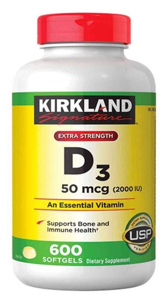 Kirkland Signatur Extra Strength D3 50 mcg, 600 Softgels