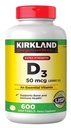 Kirkland Signatur Extra Strength D3 50 mcg, 600 Softgels