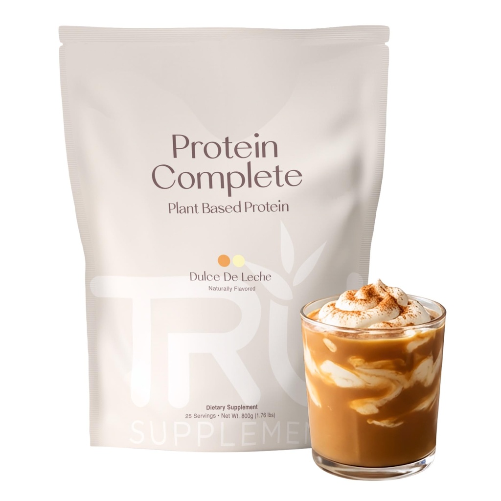 TRU integra la polvere proteica basata sulle piante, BCAA, EAA, 20g Vegan Brown Rice & Pea Protein, 100 Calorie, 27 Vitamine, nessun aroma artificiale 25 Serve 25 (Dulce De Leche)