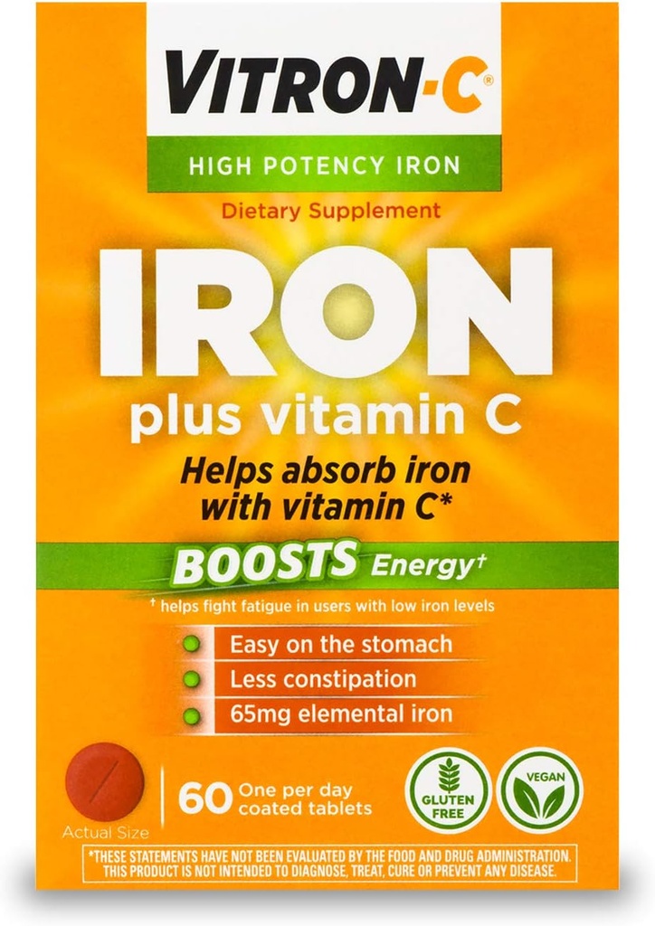 Vitron-C Hochpotenz Eisen Ergänzung mit 125 mg Vitamin C, 60 Zähler
