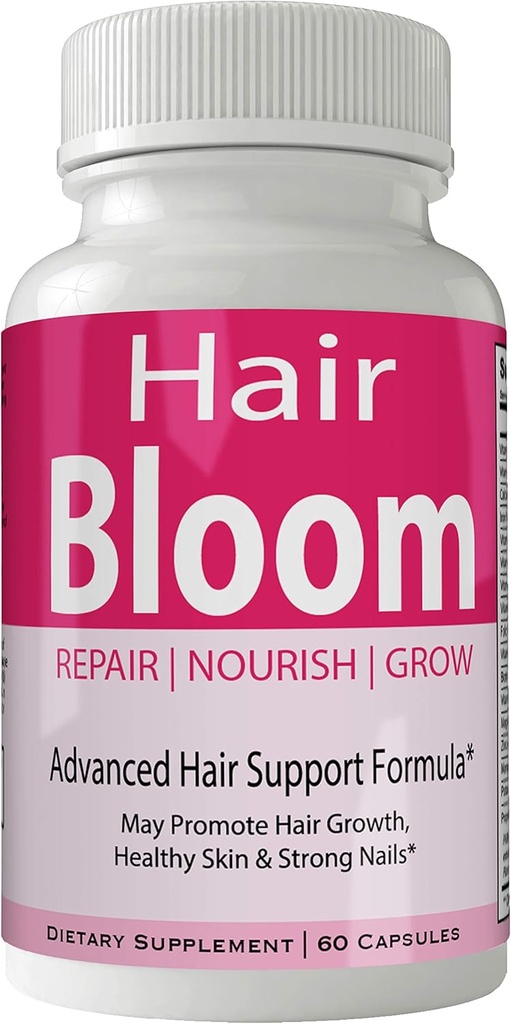 Haar Bloom Haarwachstum Pillen Haut und Nägel Ergänzung - Fortgeschrittene einzigartige Haarwachstum Vitamine und Mineralien mit Biotin - Glutenfreie 60 Kapseln