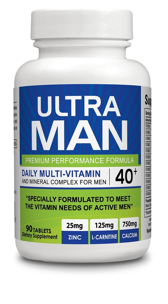 Ultra Man - Multi-Vitamines 90 Comprimés - Premium Performance Formule 100% Naturel - Multivitamines pour l'homme - Complément alimentaire