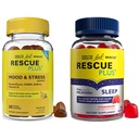 RESCUE Bach Plus Sleep Gummies avec 5mg Melatonine / dose [et] Bach Plus Mood & Stress Support Gummies avec des nutriments clés et botaniques - 2PK Dietary Suppléments, 60Ct Chaque