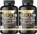 Quercetin mit Bromelain Zink Vitamin C Vitamin D Elderberry - 120 Veggie Kapseln, Non-GMO, Gluten-Free | Immun Support Supplement | Made in USA | 4 Monate Versorgung
