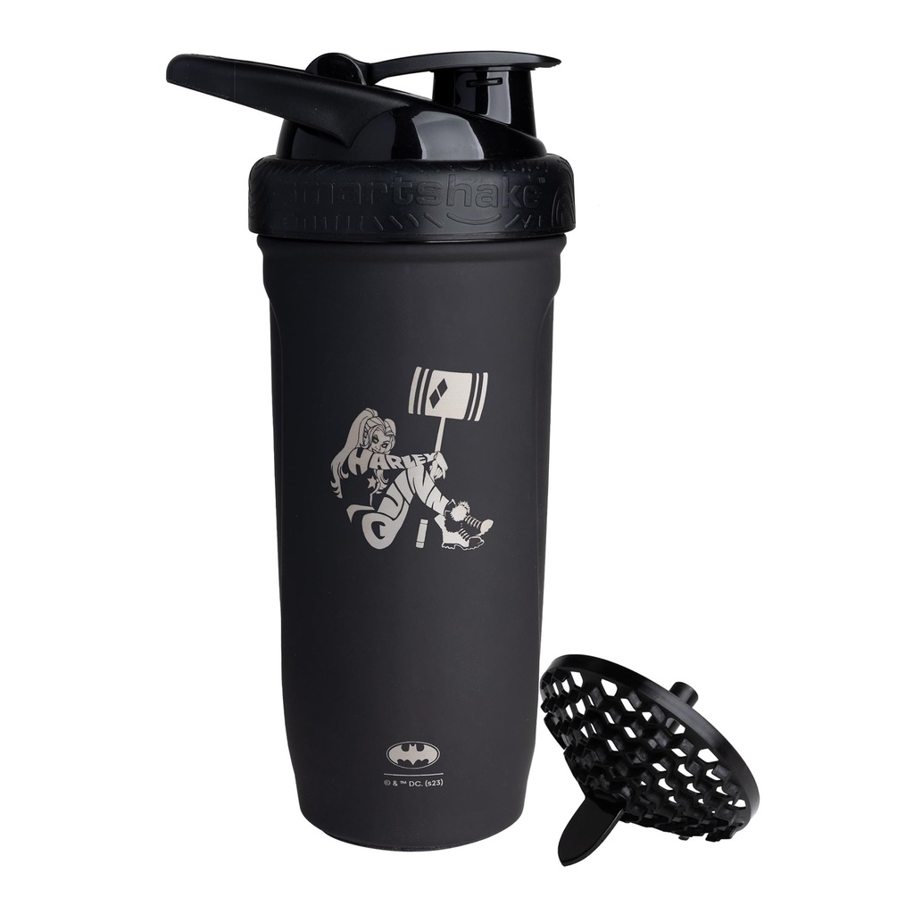 Smartshake DC COMICS rinforzare la bottiglia del frullatore di proteine dell'acciaio inossidabile 900 ml | 30 oz - Leakproof Screw-on Lid - BPA Free – Unisex - Non isolato - Harley Quinn Logo