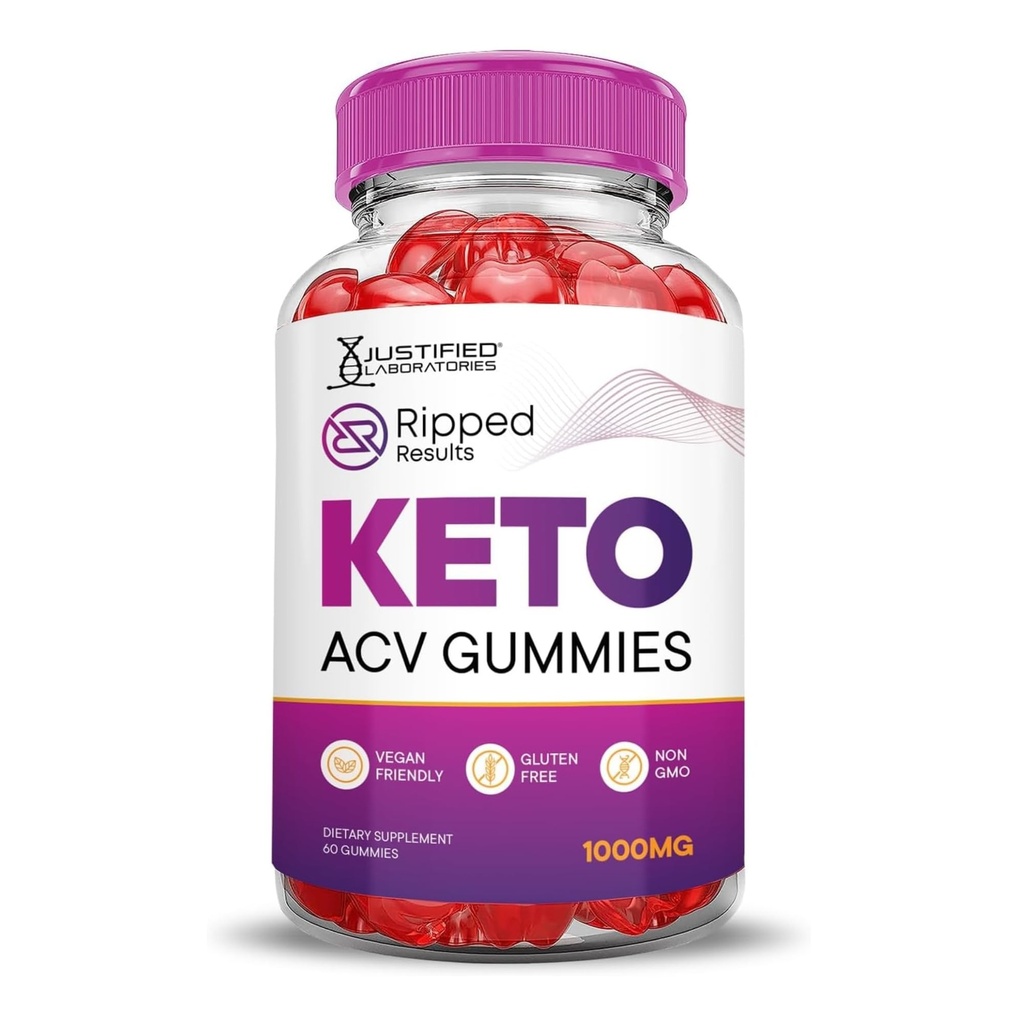 Justified Laboratories Ripped Results Keto ACV Gummies Advanced Formula 1000MG Ripped Results Keto Gummies Apfelessig mit Granatapfelfettsaft Pulver B12 Vegan Non GMO 60 Gummys