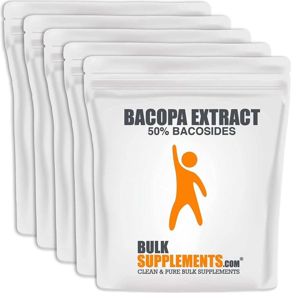 BulkSupplements.com Poudre d'extrait de Bacopa - Supplément de Bacopa Monnieri, Poudre de Bacopa - Suppléments de Bacopa, sans végane et sans gluten, 500mg par portion, 5kg (11 lb) (paquet de 5)