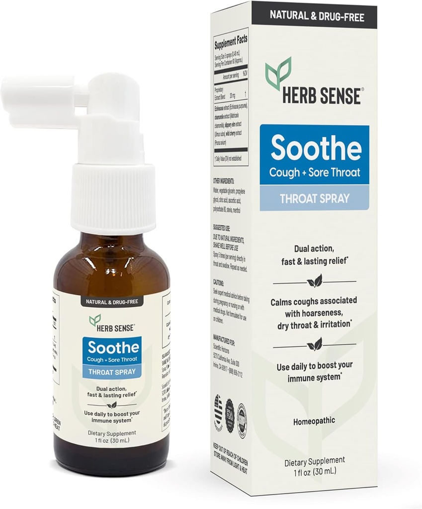 Spruzzo comfort per la gola di erbe | Raffreddamento e lenizione con l'elmo di Slippery, Echinacea & Chamomile | Estratti naturali (1 fl oz)