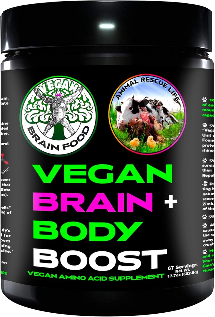Vegan Brain & Body Boost: The Cherry On Top of A Plant-Based Lifestyle | Working Intelligence | Anti-Aging | Physical Fitness | Aminoacidi Vegani - Creatina, Taurine & Beta Alanine | 67 Servings/500g
