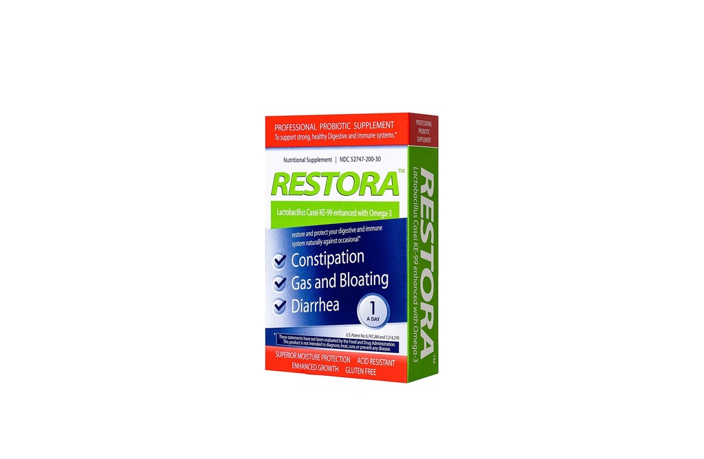 Restora Probiotic Supplement -Immunity Booster-Patented probiotic w|Omega 3, Gut Health Stabilizer Aumenta la resistenza alle malattie infettive -Calmi Inflammation