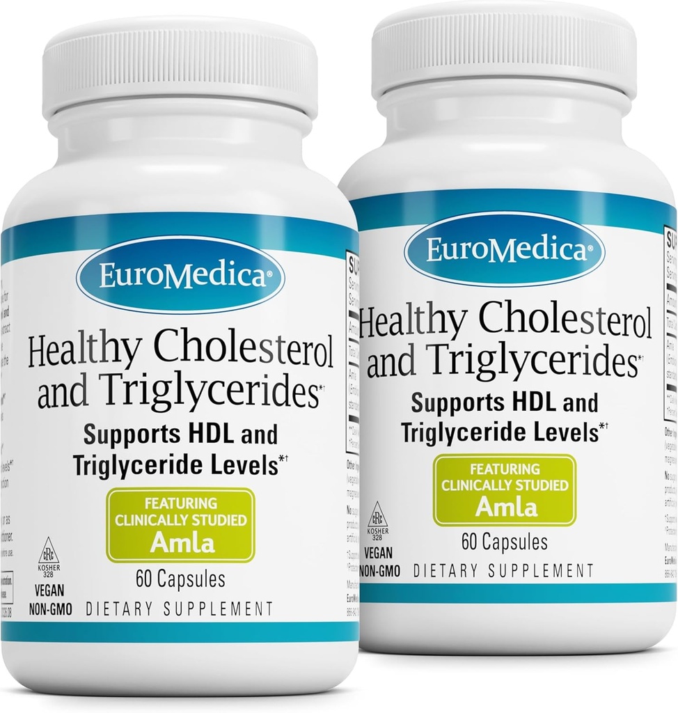 EuroMedica Gesunde Cholesterin und Triglyceride - Antioxidantien-Ergänzung für Immun- & Herz-Unterstützung - Ergänzung zu Aid Gesunde Cholesterin & Triglycerid - 60 Kapseln, 2 Packung (120 Kapseln)