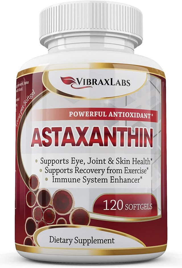Astaxanthin 10mg Supplement/Best Pure Antioxidant von Microalgae, Hilft Hautpflege und Augen, Arthritische Gelenke, Gesunde Alterung, Boosting Energy, 120 Non-GMO Softgels - Premium Astaxanthin Ergänzungen