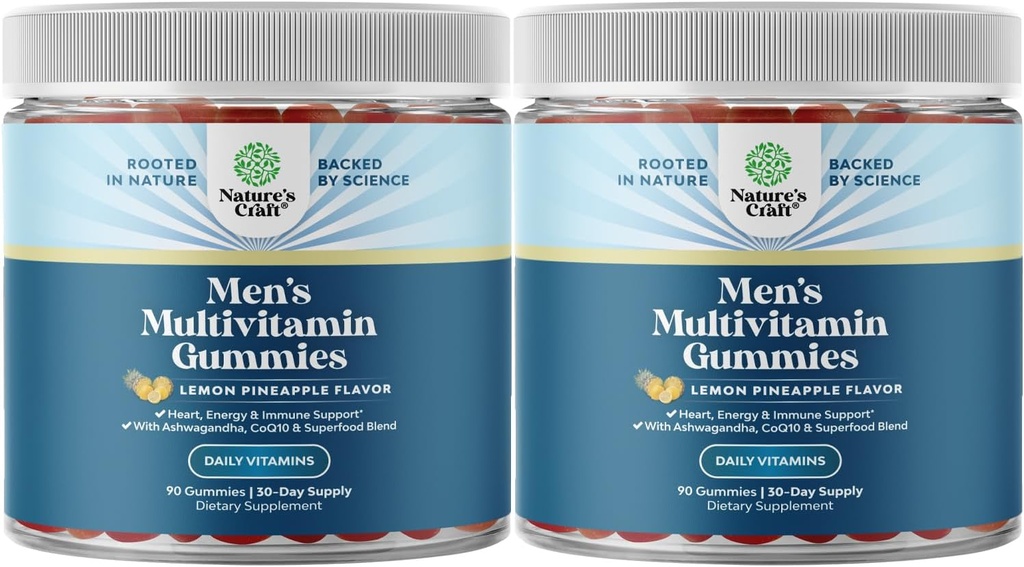 Multivitaminici da uomo con Superfood Complex - Multivitaminico giornaliero per gli uomini con CoQ10 e Ashwagandha per l'energia e l'immunità - Adulto vegetariano Multivitamina Gummies per gli uomini (2 mesi di alimentazione)