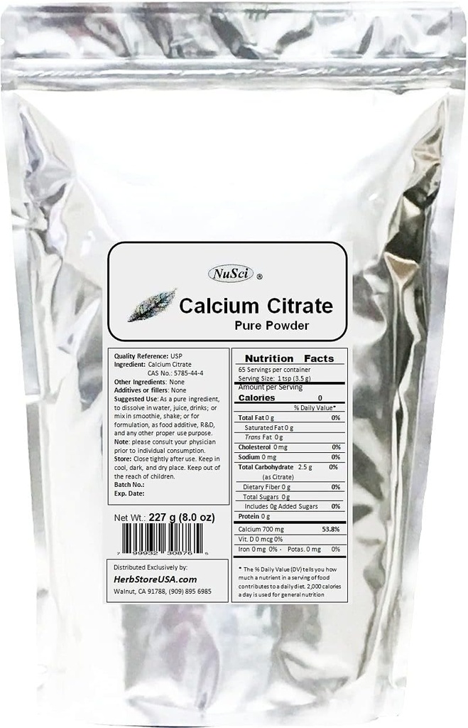 Calcium Citrat Pulver Reine bioverfügbare Form Calcium (227 Gramm (8.0 Unze))