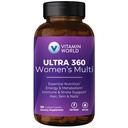 Vitamin World Ultra 360 Multivitamin für Frauen, Frauen Multivitamin mit Kräutern & Collagen für Haare, Haut & Nägel, Ergänzung mit Eisen, Vitamin A, B, C, D, E für Energie & Immununterstützung, 90 Caplets