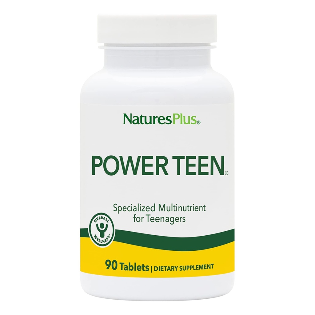 Natures Plus Fonte di Life Power Teen - 90 Compresse Vegetariane - Teen Multivitamin con Minerali & Whole Foods for Mental Focus, Energy Booster - Gluten-Free - 45 Servings