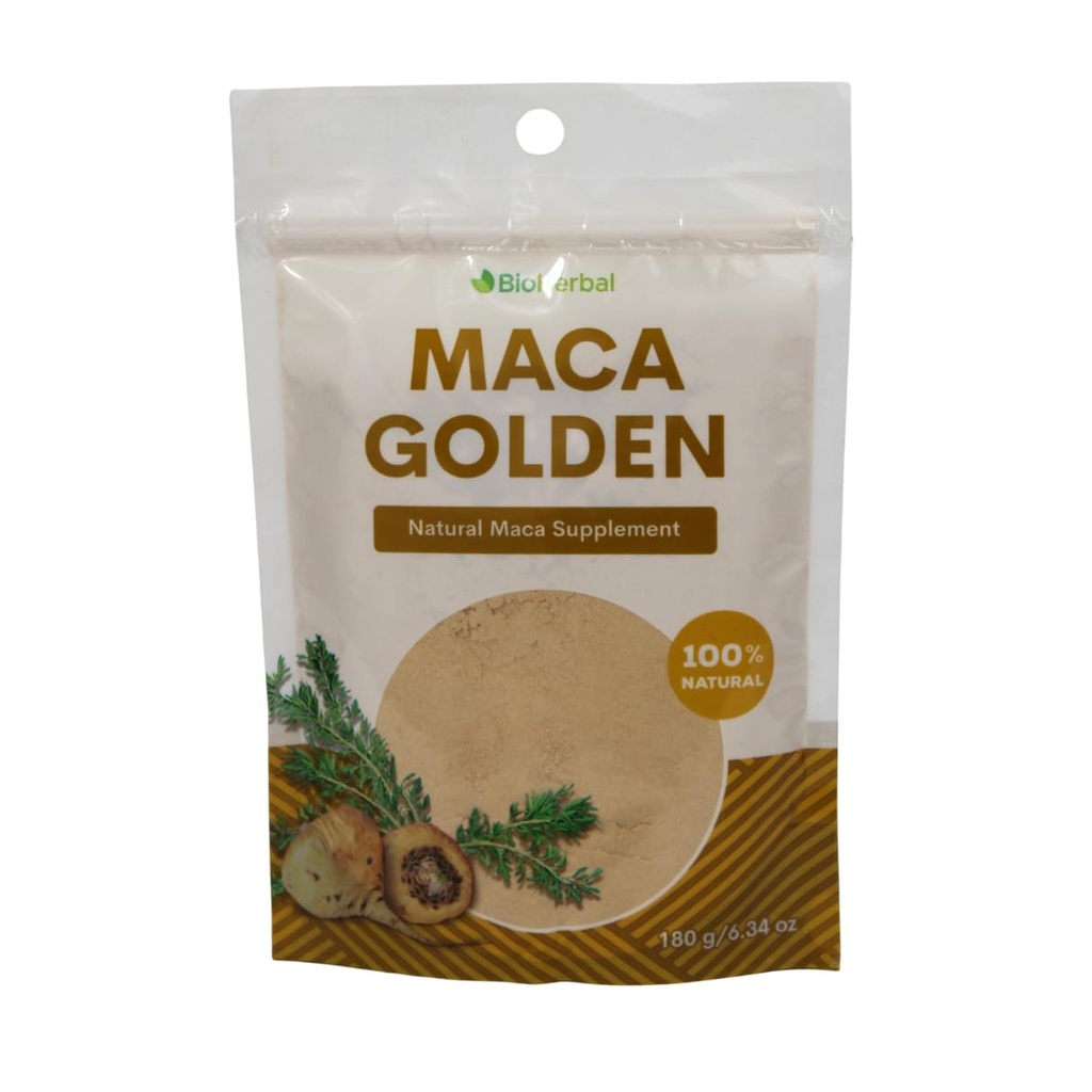 Bio Herbal- MACA GOLDEN (100% naturel) - Poudre de racine pure - Idéal pour commencer la journée avec l'énergie.