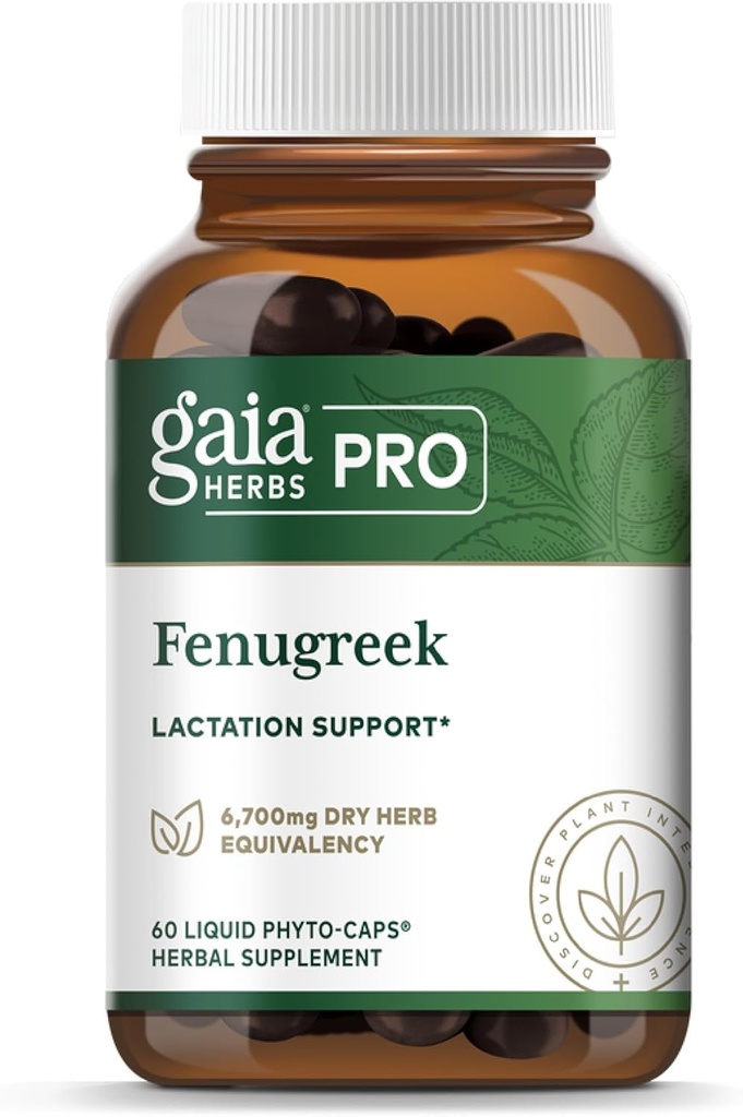Gaia Herbs Pro Fenugreek - Natural Lactation Support - Enthält B Vitamine, Vitamin C & Beta Carotene - Vegan, Organisch & Glutenfrei - 60 flüssige Phyto-Kaps (20 Servierungen)