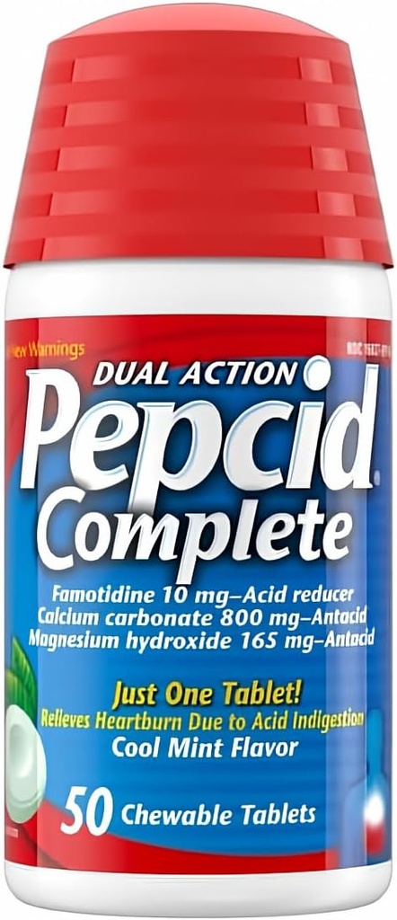 Pepcid Complete Acid Reducer + Antacid Kautabletten, Cool Mint Flavor, 50 von Pepcid Complete (Pack von 1)