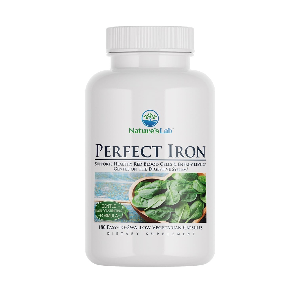 Il laboratorio di natura perfetto ferro 25mg supplemento dietetico - Genere Formula Non-Constipante - Supporta le cellule sane del sangue rosso e livelli di energia - 180 capsule (6 mesi di alimentazione)